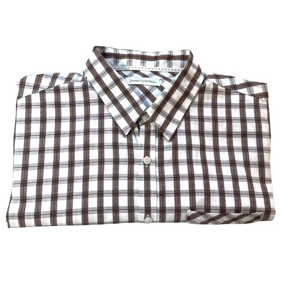 James Campbell 100% Cotton Short Sleeve Button Up Shirt w/ Rounded Hem Size XL - Picture 1 of 11